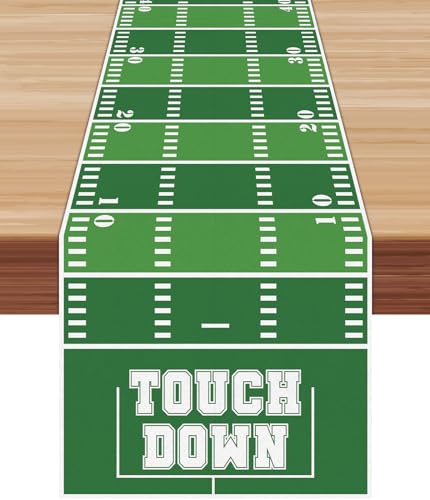 Football Table Runner Football Kitchen Dining Party Decorations Touchdown Linen Table Runner for Game Day Birthday Party Supplies 13 X 72 Inch