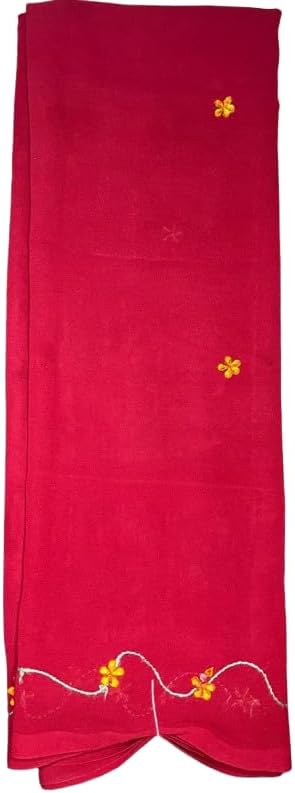 Art Silk Saree with, Maroon with Kundan and Zari Work, Free Size, 5.5 Metres