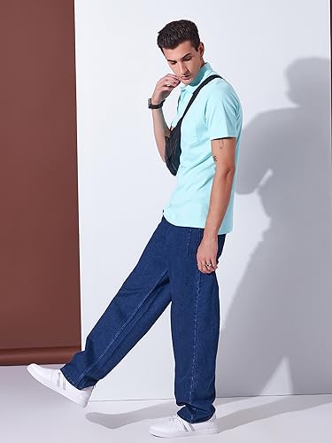 Image of Men's Solid Polo Collar Casual T-Shirt with Pocket | Cotton Polo Collar Half Sleeves Solid T-Shirt | Slim Fit Polos