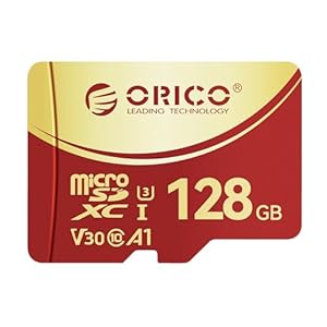 ORICO F3 128 GB microSDXC UHS-I Speicherkarte, 100MB/s, 4K UHD Recoding, U3, Class10, V30, A1, Micro SD für Action Kamera, Dash Cam, TF Karte, Speicherkarte 128GB SDXC für Handy