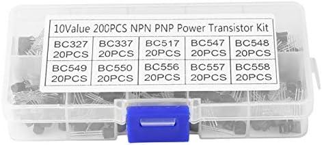 LANTRO JS 200pcs 10 Values Transistor Assortment Kit BC327/BC337/BC517/BC547/BC548/BC549/BC550/BC556/BC557/BC558 General Purpose Silicon Transistors Three Pin Transistor