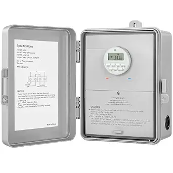 SURAIELEC Digital Pool Timer, 40AMP 240V 3HP, 7-Day Programmable Switch