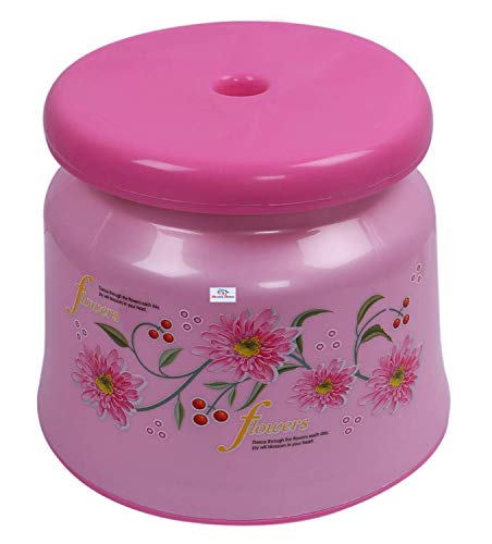 Image of Heart Home Round Strong Plastic Stool or Bathroom seat (Pink)- Pack of 2