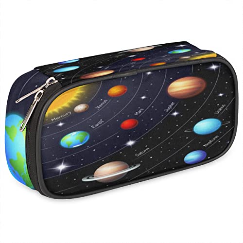 Image of Pardick Solar System Planet Big Capacity Pencil Pen Case Universe Galaxy Large Pencil Pouch with Zipper Compartments Pencil Bag for Boys Girls Adults Student Office School Supplies