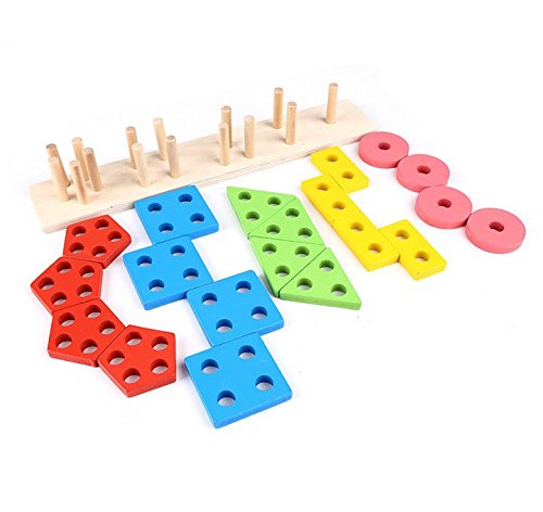 Lewo Houten vorm Sorter Puzzel Speelgoed Stapelblokken Stapelaar Speelgoed Geometrische Sorteerbord Educatief Speelgoed… - Afbeelding 4