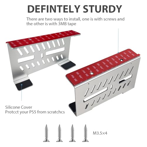 Chanvoo Suporte fino para PS5/PS5 embaixo da mesa, suporte de alumínio para PS5/PS5 Slim Digital Edi