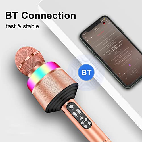 Microfone sem fio 3 em 1 portátil microfone de mão alto-falante Volume ajustável Luzes LED Festa em