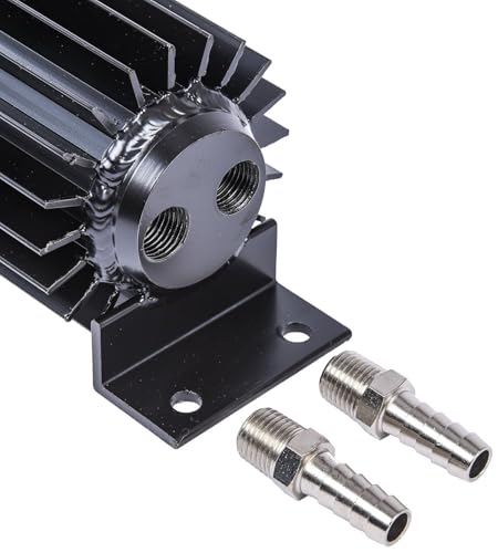 JEGS Dual Pass Automatic Transmission Cooler | 3� High x 3� Wide x 14-3/8� Long | Includes Two 3/8 � Hose x 1/4 � NPT Straight Fittings | 14 Ounce Fluid Capacity - Thumbnail 4