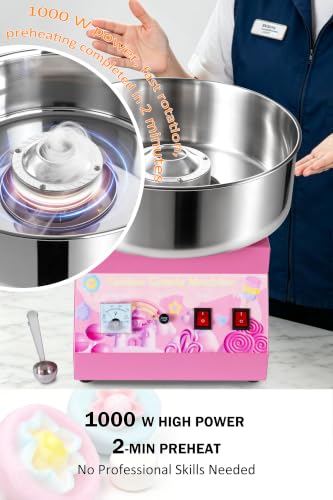 Image of Commercial Cotton Candy Machine 1000W - 15 inch Stainless Steel Bowl
