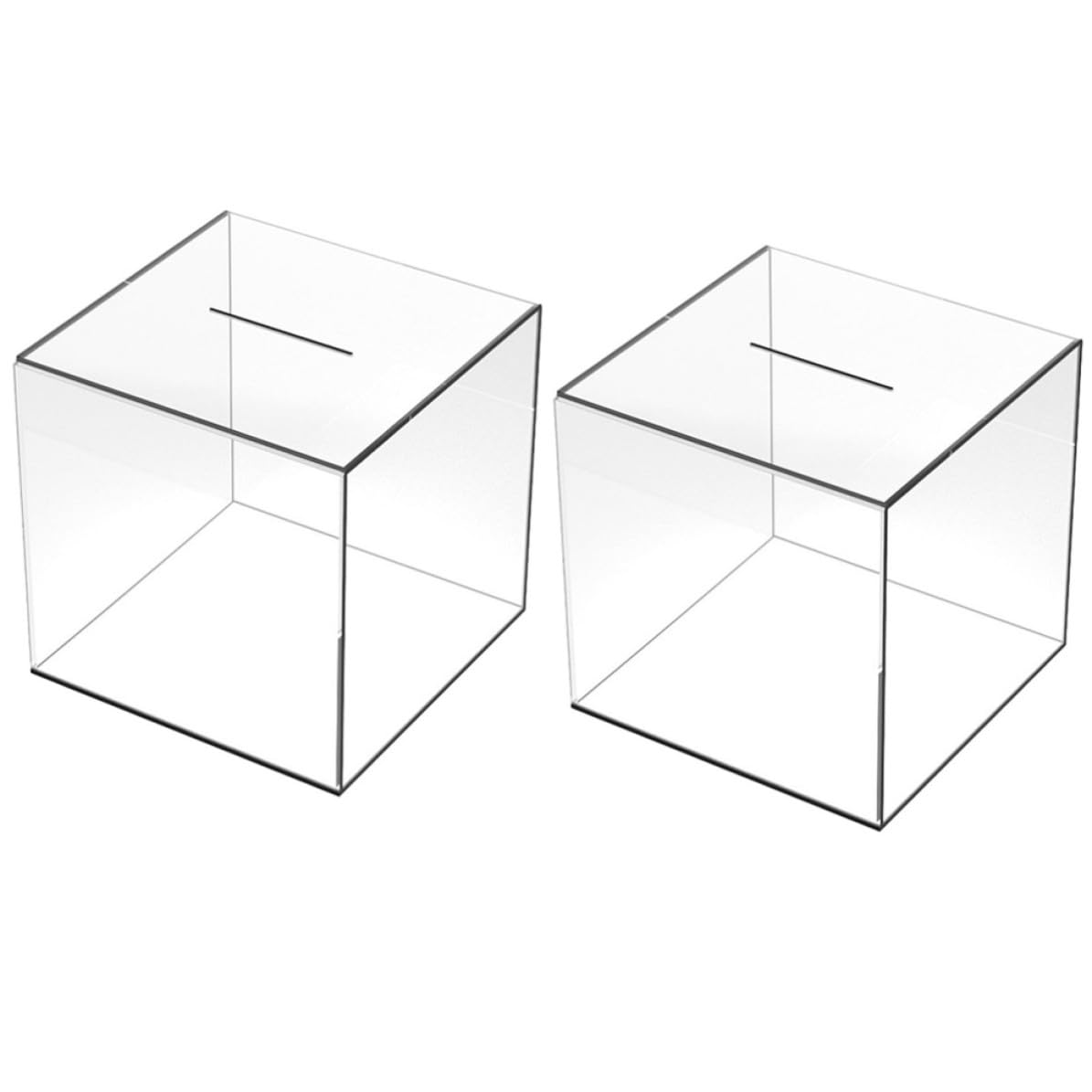 Levemolo Tirelire de Table en Acrylique Transparente 2 Pièces, Boîte à Économies Cubique Simple et Éducative pour Garçon et Filles, pour Bureau ou Table