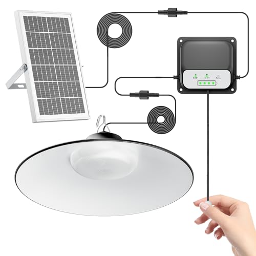 Otovoda Solar Shed Light Indoor Outdoor 2000LM Daytime Available Pendant Light with Pull String 3 Lighting Modes IP65 Waterproof Dusk to Dawn Outdoor Light for Barn Home Chicken Coop Gazebo Garage