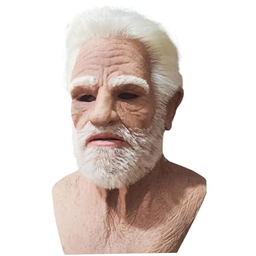 Lawnrden Old Man Mask for Adults, Halloween Mask Big Nose Handsome Realistic One Size Fits Most Latex for Cosplay, Costume, Film Prop