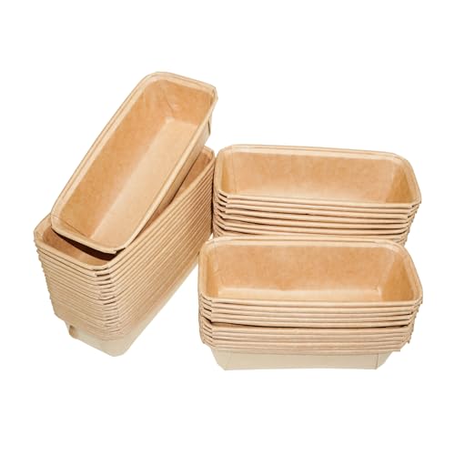 Lxmxgk 50PCS Paper Loaf Pan Rectangle Loaf Pans Disposable Baking Loft Mold Kraft Bread Loaf Pan Disposable Paper Baking Loft Pans Microwave Oven Freezer Safe (Small)
