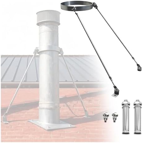 Weatherproof Steel Stove Pipe Roof Support Bracket, Durable Chimney Pipe Holder, Side/Top Mount with Screws for Secure Installation, Heavy-Duty Construction