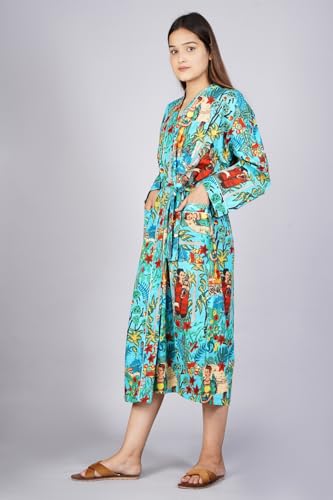 Image of Cotton Women Stylish Printed Kimono, Bath Robe,Night Wear Suit,Swim Wear, Night Dress, Beach Wear