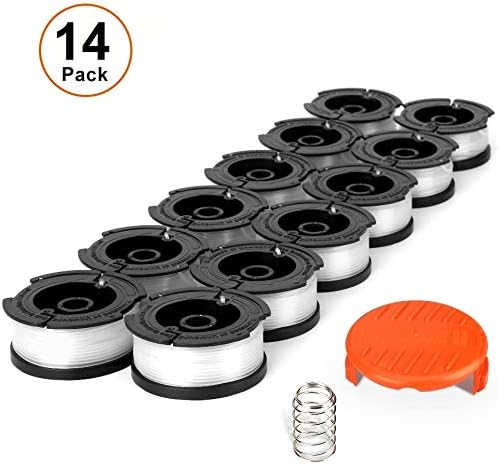 V VONTOX Line String Trimmer Replacement Spool, Compatible with Black+Decker String Trimmer, 14 Pack (120.065 Inch Replacement Line Spool, 1 Trimmer Cap Cover and 1 Spring).