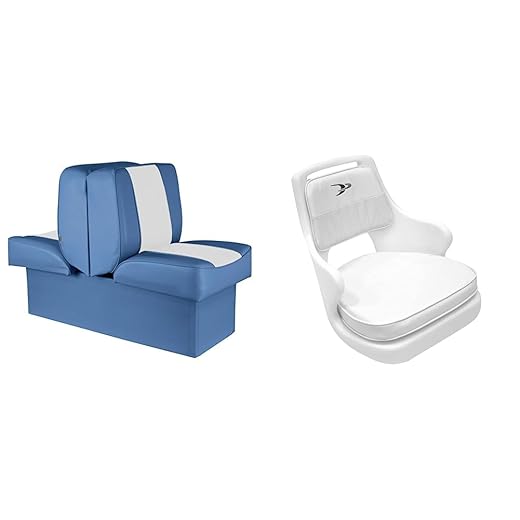 Wise 8WD707P-1-663 Deluxe Lounge Seat (Light Blue/White) & 8WD015-3-710 Standard Pilot Chair with Cushions and Mounting Plate