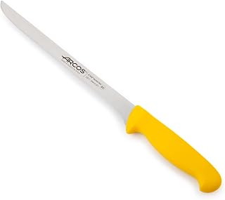 Arcos Serie 2900 - Cuchillo Jamonero Flexible - Hoja de Acero Inoxidable Nitrum de 240 mm - Mango inyectado en Polipropileno Color Amarillo