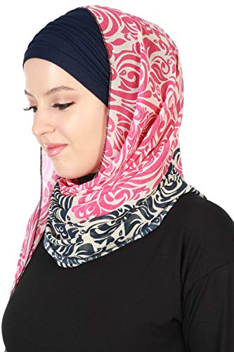Aisha's Design Pre-tied Cotton Turbans for Women with Chiffon Shawl, Instant Scarf Hijab Stylish Design3
