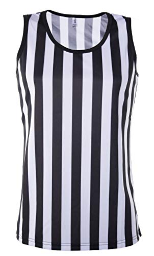 Referee Tank Top For Women | Referee Uniform Top For Waitresses, Costumes, More,Black/White,X-Small #TOP17