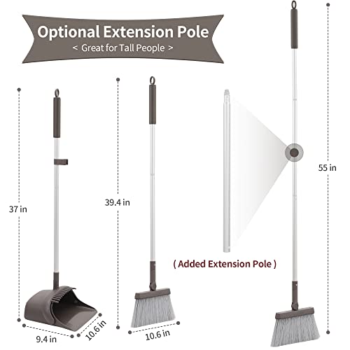 Jekayla Broom And Dustpan Set With Extendable Long Handle, Upright And Lightweight Cleaning Combo For Home Kitchen Room Office Lobby (Brown) #TOP1