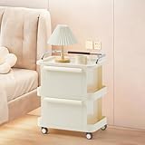 2 Tier Rolling Cart with Drawers - Multi-Functional Storage Slim Rolling Cart with 2 Drawers - Storage Cabinet for Bedroom, Living Room & Kitchen, Ideal for Snacks, Toys & Daily Essentials
