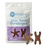 Tru-Colour Skin Tone Knuckle and Fingertip Bandages (20 Count) - Flexible, Waterproof, PFAS-Free Adhesive Strips Help Protect Cuts, Scrapes, Scratches - Dark Brown
