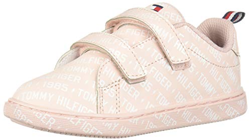 Tommy Hilfiger Kid's Iconic Court Logo ALT Sneaker, Light Pink/White, 10 Toddler US Toddler
