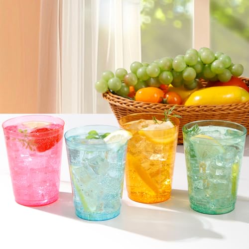 Image of DaYammi 100 Pack Colorful Plastic Cups 10 Oz Disposable Cups Neon Glowing Plastic Party Cup, Assorted Neon Colors for Wedding Wine Glasses Heavy Duty Disposable Tumblers Drinking Cocktail Glasses