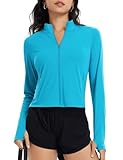 baleaf Women's SPF Sun Shirts UV Protection UPF 50+ Full Zip Jacket Lightweight Quick Dry Long Sleeve Clothing Glacier Blue S