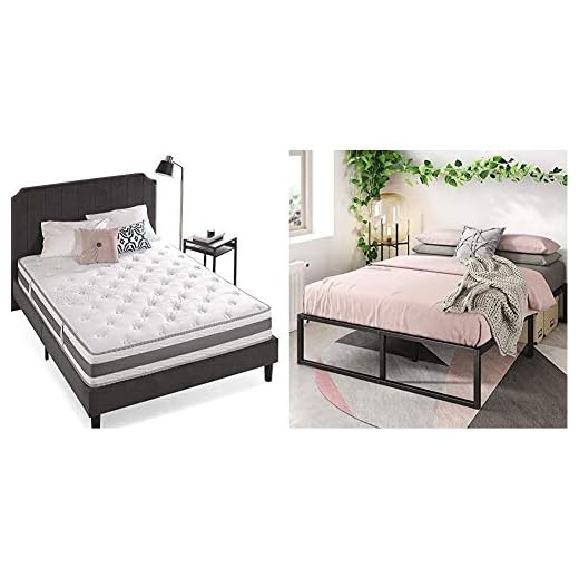 Zinus 10 Inch Gel-Infused Memory Foam Hybrid Mattress, Full & Lorelei 14 Inch Platforma Bed Frame/Mattress Foundation/No Box Spring Needed/Steel Slat Support, Full
