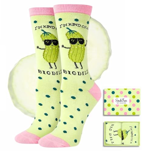Funny Crazy Socks for Women - Big Dill Pickle Gifts,