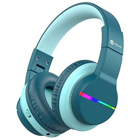 iClever Bluetooth Kinder Kopfhörer, Farbige LED-Leuchten, Kinderkopfhörer Over-Ear mit 74/85/94dB Lautstärkebegrenzung, 55 Stunden Spielzeit, Bluetooth 5.2, eingebautes Mikrofon BTH12 Cover