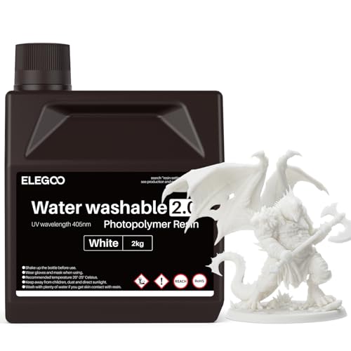 Image of ELEGOO Upgraded Water Washable Resin 2.0, White 2000G
