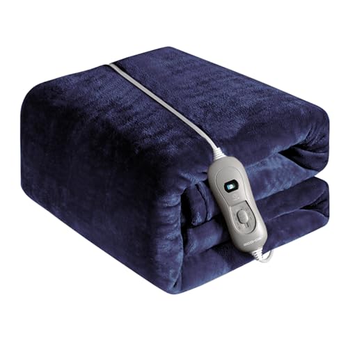 ECODE® Manta Termica Electrica 180x130 para Cama y Sofa, Apagado Automatico, Mando con 3 Niveles de Calor - Mantas Electricas Calefactable UltraSuave, Protección Calentamiento, Cable Desmontable