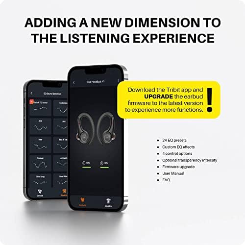Tribit Słuchawki sportowe, douszne słuchawki douszne, bezprzewodowe Bluetooth 5.2 stereo, 65 godzin odtwarzania, komfortowe dopasowanie, wodoszczelność IPX8, słuchawki douszne z zaczepami na ucho, do