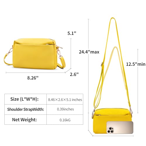 VOROLO Triple Zip Small Leather with Ajustable Strap for Women3