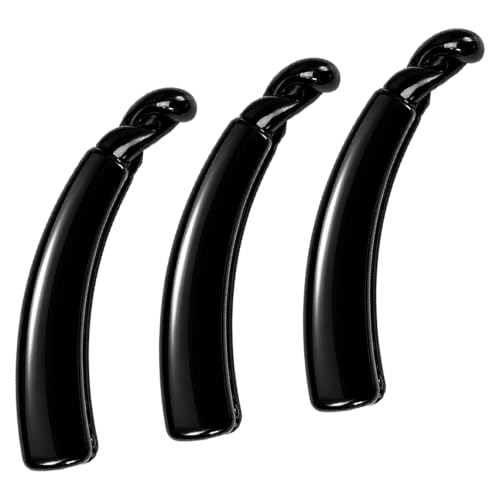 Image of Glaze Glossy Finish Curved Claw Hair Clips for Women & Girls | Strong Grip Non-Slip Hair Jaw Clips for Thick, Thin & Curly Hair | Everyday Styling Accessories | Black, Pack of 3 (large)