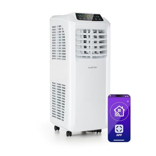 Klarstein Aire Acondicionado Portatil y Silencioso, 3 en 1 Enfriador de Aire para Casas y Oficinas, Modo Noche y Deshumidificador, Control App, Bajo Consumo, Potencia 7,000 BTU