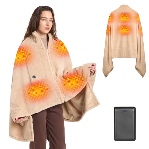 Moteoza 160x90cm Heizdecke Kabellose mit 16000 mAh Akku, Flanell...