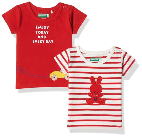 Image of UNITED COLORS OF BENETTON Baby Boy Cotton Striped Regular Fit T-Shirt