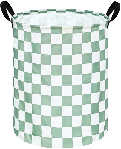 Image of Sage Laundry Basket Kids Hamper Gifts Storage Basket Toys Box Large Canvas Collapsible Organizer Bins for Home /Dorm /Kitchen /Pet /Office /Closet /Shelf /Gift Baskets