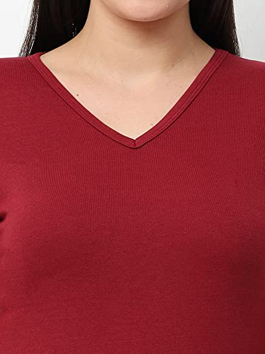 Image of Wafaa Women's Cotton Plain V Neck Full Sleeve T-Shirt