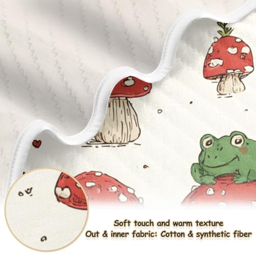 Image of Retro Frogs Mushrooms Baby Blankets Soft Warm Crib Stroller Blanket for Toddler Newborn Girls Boys 30x40in