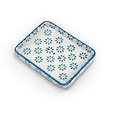 PARUSIA Seifenschale mit Ablauf, Keramik, Porzellan, Seifenschale ohne Bohren, 4 Designs: Ranken,...