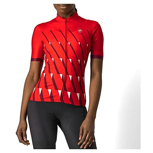 Castelli Pendio Jersey Maglia Lunga, Red/Bordeaux-White, XS Donna