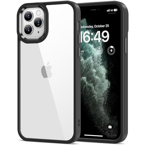Image of HOOMIL Case for iPhone 11 Pro Max 6.5-Inch, Non-Yellowing, Drop Protection, Anti-Scratch Transparent Hard Back Phone Cover - Black