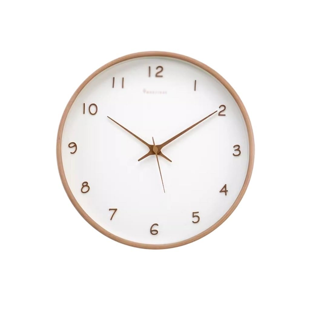 EINES Silent Decorative Wall Clock Solid Wood Wall Clock Modern Clock Nordic Silent Clock Living Room Home Easy to Read