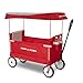 Radio Flyer Foldable Wagon for Kids, Rolling Cart, Baby Stroller, Beach Cart, 3-in-1 EZ Fold Stroller Wagon with Canopy, Red, for Ages 1.5+ Years