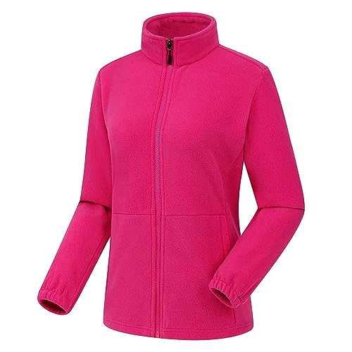 OCCOKO Chaqueta de forro polar coralino para mujer, para otoño e invierno de forro polar doble terciopelo gruesa cálida para exteriores mujer (Hot Pink, XXL)